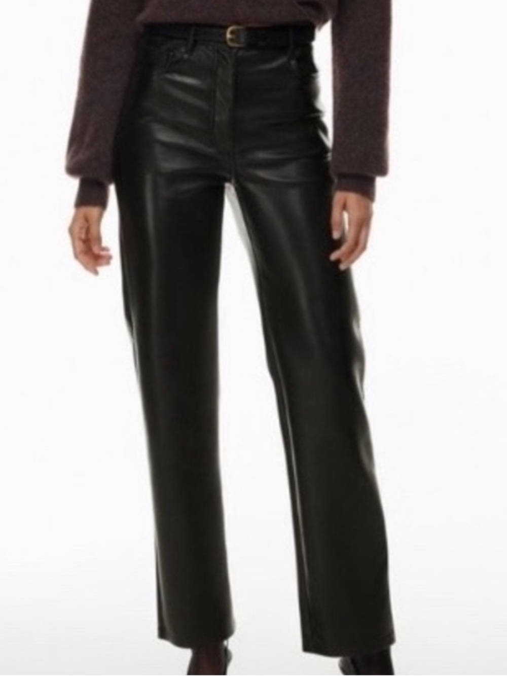 Wilfred Melina Black Faux Leather Straight-Leg Pants Size 4